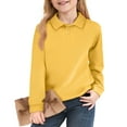 thumbnail image 1 of Drmagiyhm Girls Polo Uniform Shirt Comfortable Long Sleeve Shirts Casual Button Blouse 2025 Fall New Collared Comfy Tops 4-5 Years Yellow, 1 of 3
