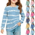 thumbnail image 1 of Drmagiyhm Girls Shirts Size 10-12 Casual Crewneck Striped print Shirt Stretchy Basic Long Sleeve T-Shirt Little Girl Comfy Tees 11-12 Years Mint Green, 1 of 5