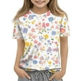 thumbnail image 1 of Drmagiyhm Girls Short Sleeve Tops Size 10-12 Cute Crewneck Shirts Floral Print T-Shirts Casual Loose Girl Beach Short Sleeve Tops, Tees & Blouses 3-4 Years, 1 of 4