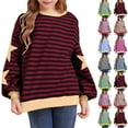 thumbnail image 1 of Drmagiyhm Girls T Shirts Size 10-12 Oversized Crewneck Shirt Falls Striped T-Shirts Casual Stylish Kids Long Sleeve Tops, Tees & Blouses Purple Pink 3-4 Years, 1 of 4