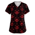 thumbnail image 1 of Drmagiyhm Halloween Black Scrubs for Women Halloween Shirts Fun Nurse Uniforms Short Sleeve V Neck Scrub Shirts Funny Pumpkins Printed Nurse Uniforms Vermilion XL, 1 of 2