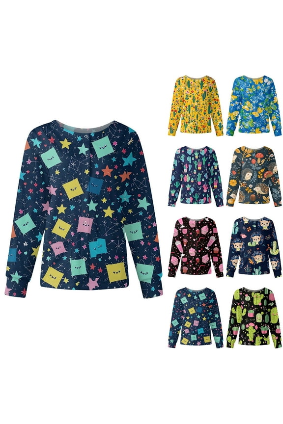 Halloween Scrub Tops Women Funny Halloween Shirts Short Sleeve V Neck Scrub Shirts Fun Pumpkins Printed Nurse Uniforms Purple L