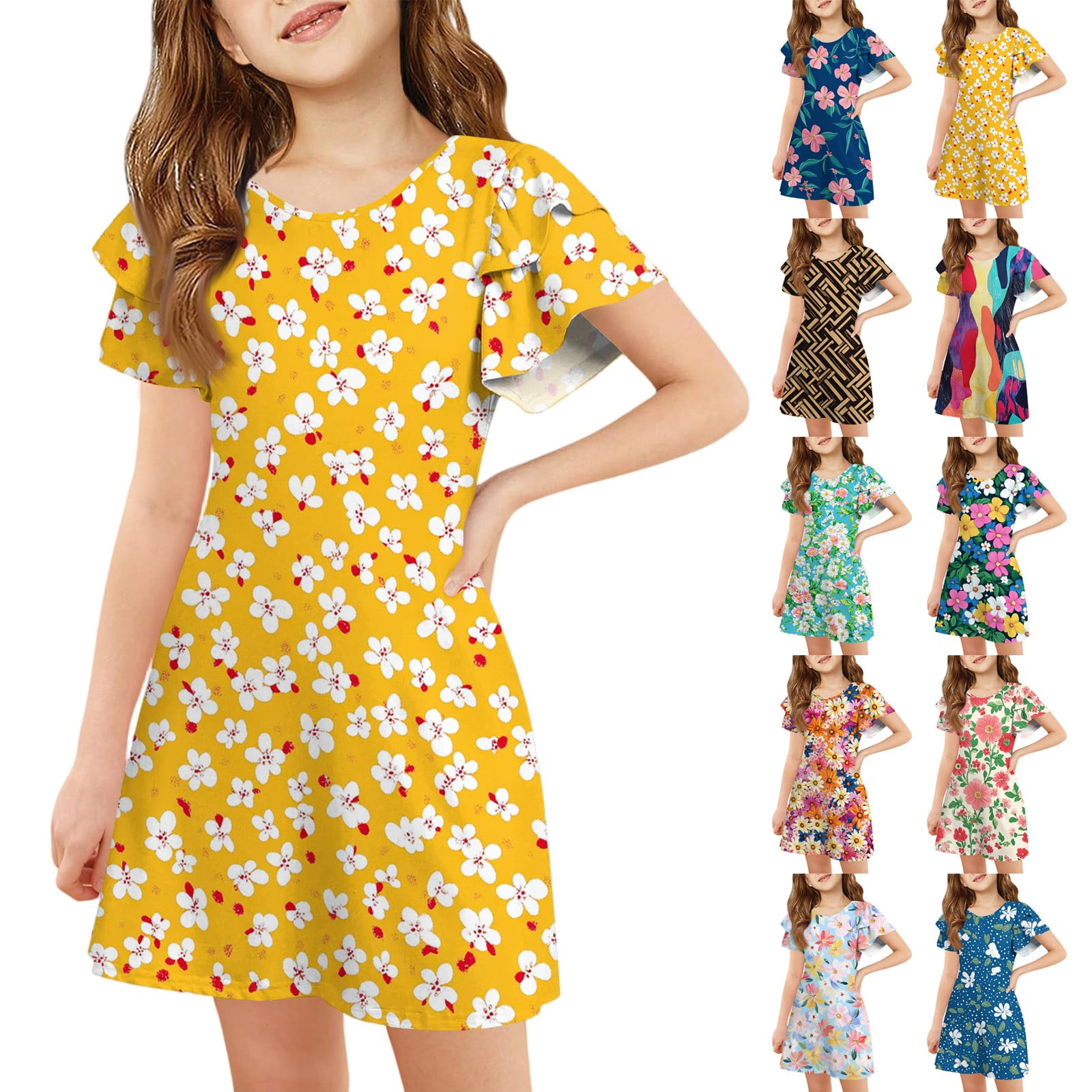 Drmagiyhm Little Girls Dresses Size 10 12 Summer Casual Princess Dress Drmagiyhm Little Girls Dresses Size 10 12 Summer Casual Princess Dress