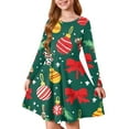 thumbnail image 1 of Drmagiyhm Long Sleeve Midi Dress for Girls Size 10-12 Casual Twirly Crew Neck Dresses Chiffon A-Line Dress Fall Christmas Midi Dress 12-14 Years, 1 of 4