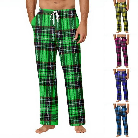 Drmagiyhm Men Pajama Pants Fuzzy Pajama Pants Autumn Big and Tall Fleece Sleep Pants Wide Legs Elastic Waist Lounge Pants Christmas Casual Pants M