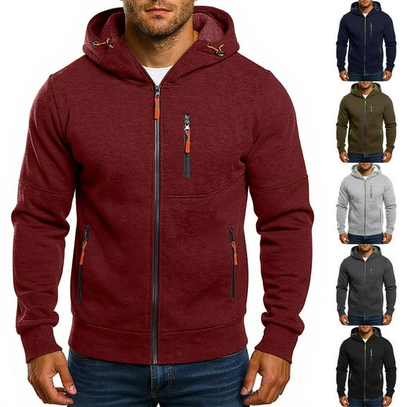 Drmagiyhm Mens Fleece Zip Up Hoodies Hooded Sweat Jackets Warm Jackets Fleece Lined Thick Hoodie Over Sized Winter Coat Army Green L