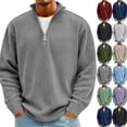 thumbnail image 1 of Drmagiyhm Mens Sweatshirts Casual Long Sleeve Sweatshirt Ribbed Knit Season Sweaters Quarter Zip Pullover Lightweight Sweater Black L, 1 of 6