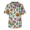 thumbnail image 1 of Drmagiyhm Plus Size Scrubs for Men Stretch Funny Halloween Shirts Short Sleeve V-Neck Scrub Shirts Fun Pumpkins Printed Nurse Uniforms Light Green 3XL, 1 of 4