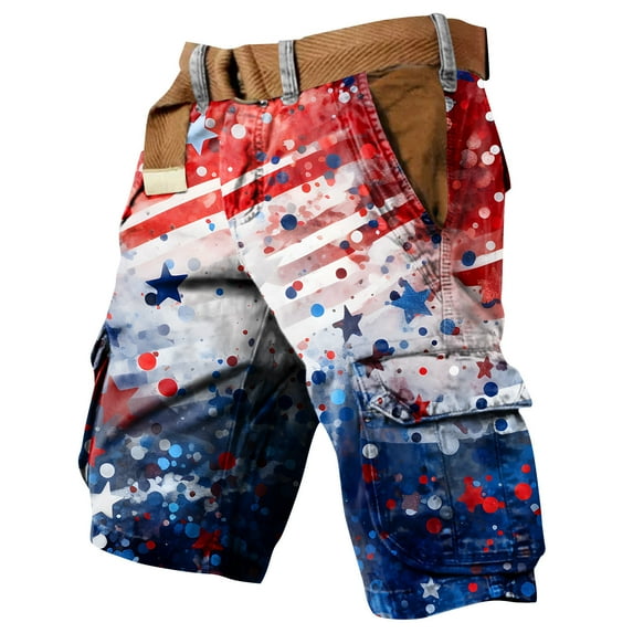 Drmagiyhm Shorts Men Athletic Casual Wide legs Shorts Lightweight Casual Pant Stars and Stripes Stretch Mens Clothing with Pockets