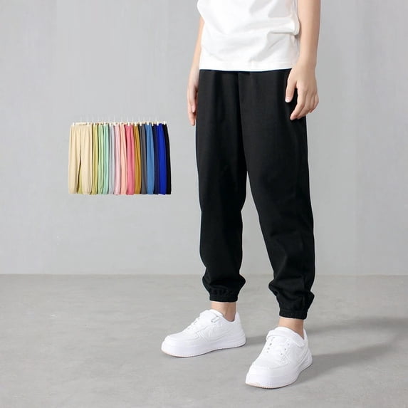 Drmagiyhm Sweat Pants for Boy Size 10-12 Casual Lightweight Baggy Pants Elastic Waist Athletic Joggers Sweat Pants Loose Trousers with Pocket Light Gray 9-10 Years