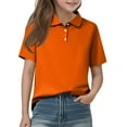 thumbnail image 1 of Drmagiyhm Toddler Girls Uniforms Tops for School Size 10-12 Short Sleeve Shirt 2025 New Collared Top Casual Uniform Top Comfortable Button Down Tshirts Orange 12-14 Years, 1 of 3