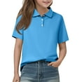 thumbnail image 1 of Drmagiyhm Uniforms for Girls Size 10-12 Short Sleeve Shirts 2025 Spring New Collared Top Casual Uniform Tops Lightweight Button Down T Shirts Cyan 9-10 Years, 1 of 3