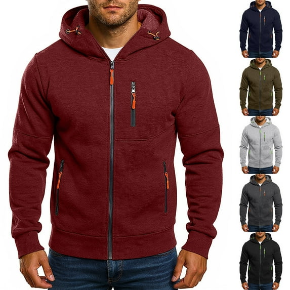 Drmagiyhm Zip Up Hoodie Men Hooded Sherpa Jackets Warm Sweatshirt Coat Fleece Lined Zipper Hoodies Casual Winter Coats Army Green M