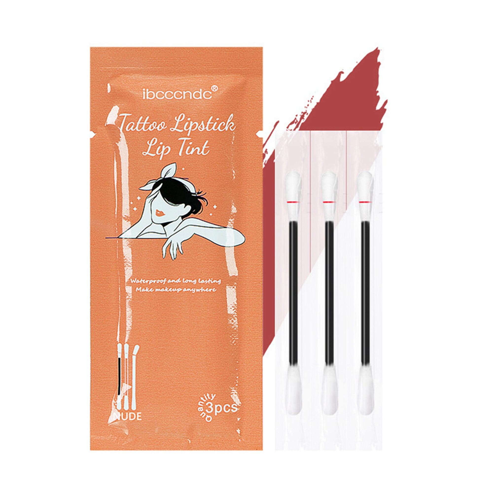 Drnokyasn 3Pcs Tattoo Lipstick Cotton Swab, Waterproof NonStick Tattoo