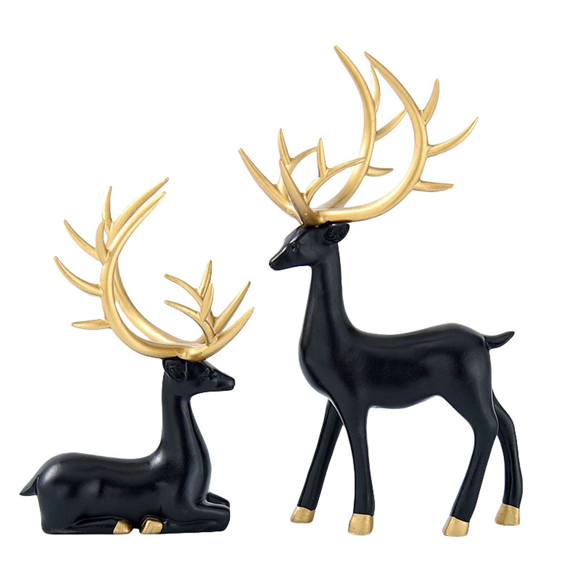 Drnokyasn Resin Couples Elk Desktop Decor Gold Reindeer Animal Office ...