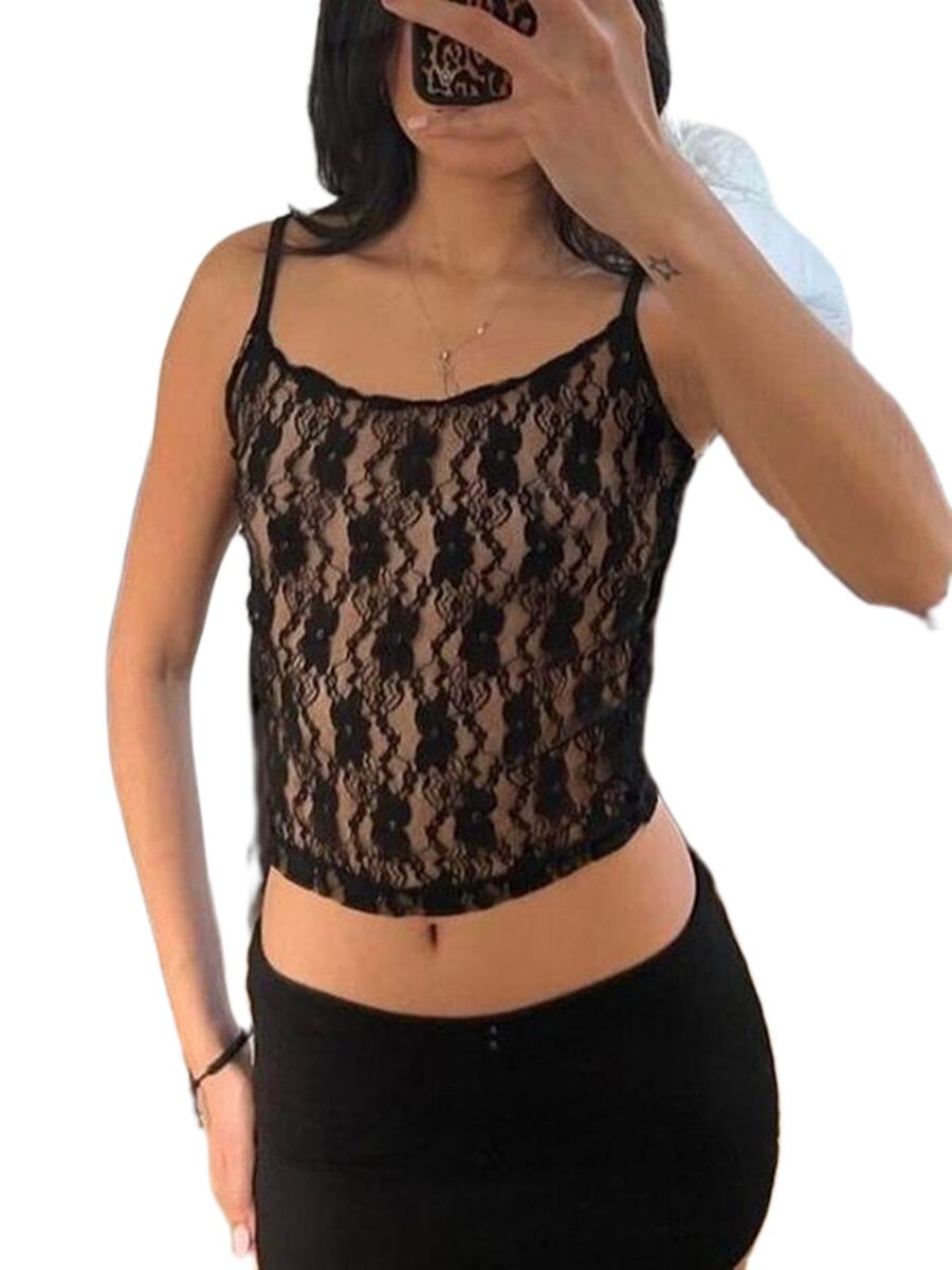 Drnokyasn Women Basic Floral Lace Camisole Casual Summer Sheer