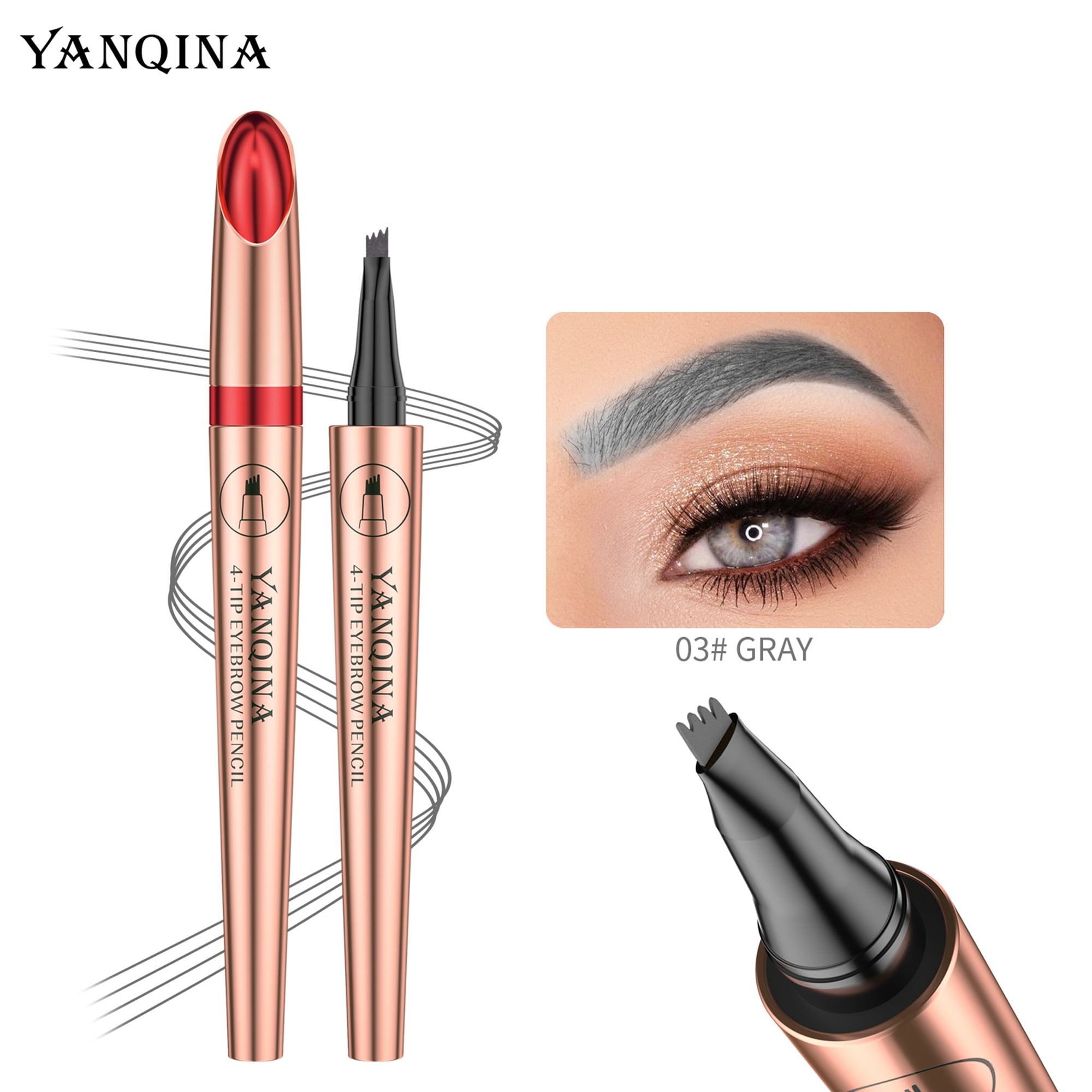 Drnokyasn Women's 4 Point Eyebrow Pencil Waterproof Liquid Eyebrow Pen