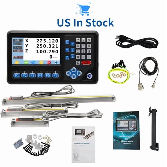 Dro Digital Readout 3 Axis with 5um Linear Glass Scale for Bridgeport Mill Lathe Machine