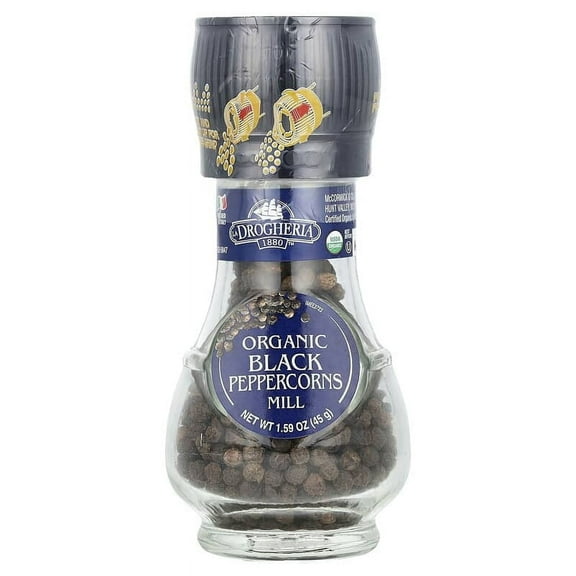 Drogheria & Alimentari, Organic Black Pepper Corns Mill, 1.59 oz Pack of 4