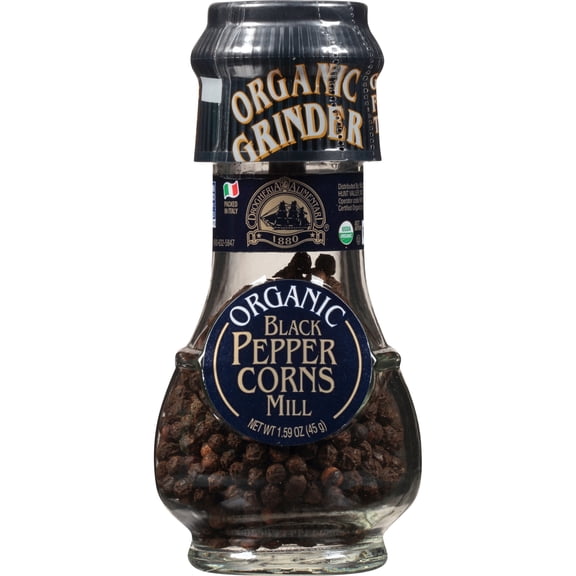 Drogheria & Alimentari Organic Black Peppercorns Mill, 1.59 oz Bottle