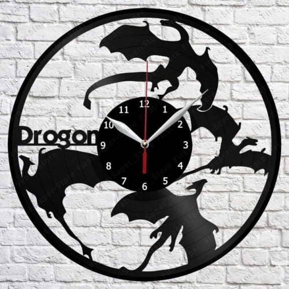 Drogon 3D Vinyl Wall Clock,Vinyl Record Clock Wall Art Unique Bedroom kitchen kid Room Decorations Handmade Gift