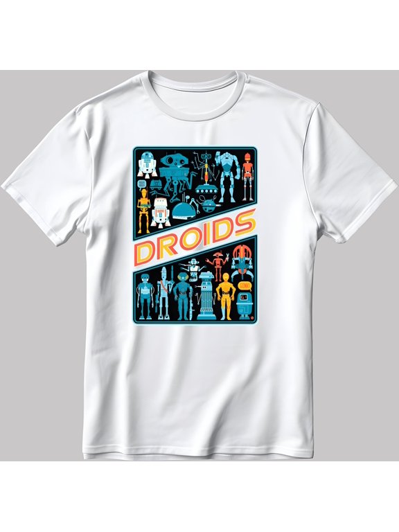 Droids Figure Short Sleeve White-WHITE Men's / Women's T Shirt N171