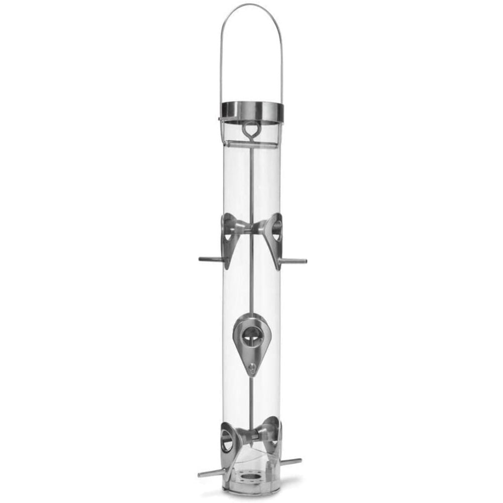 22-Inch Clear and Silver Squirrel Resistant Tube Bird Feeder