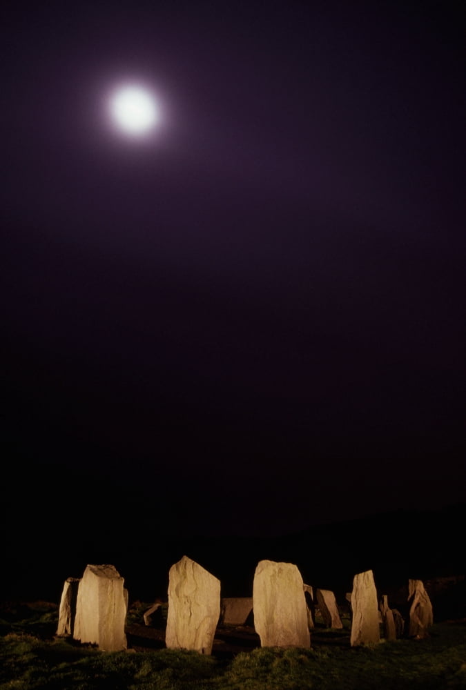 Drombeg Stone Circle County Cork Ireland Moon Over Stone Circle Canvas Art - Richard Cummins Design Pics (12 x 18)