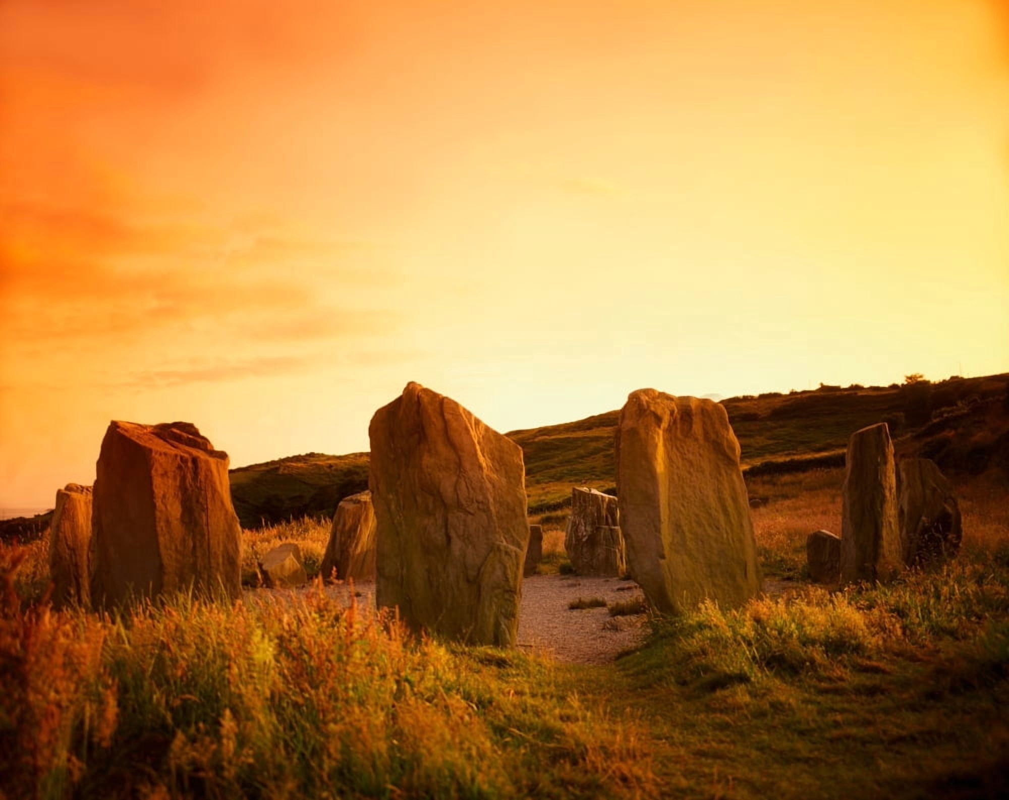 Drombeg Stone Circle Near Glandore Co Cork Ireland Canvas Art - The Irish Image Collection Design Pics (34 x 26)