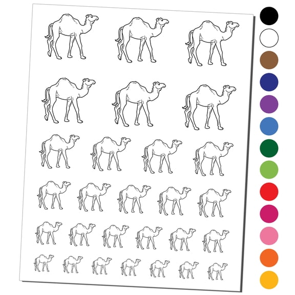 Dromedary Camel Water Resistant Temporary Tattoo Set Fake Body Art Collection - Brown