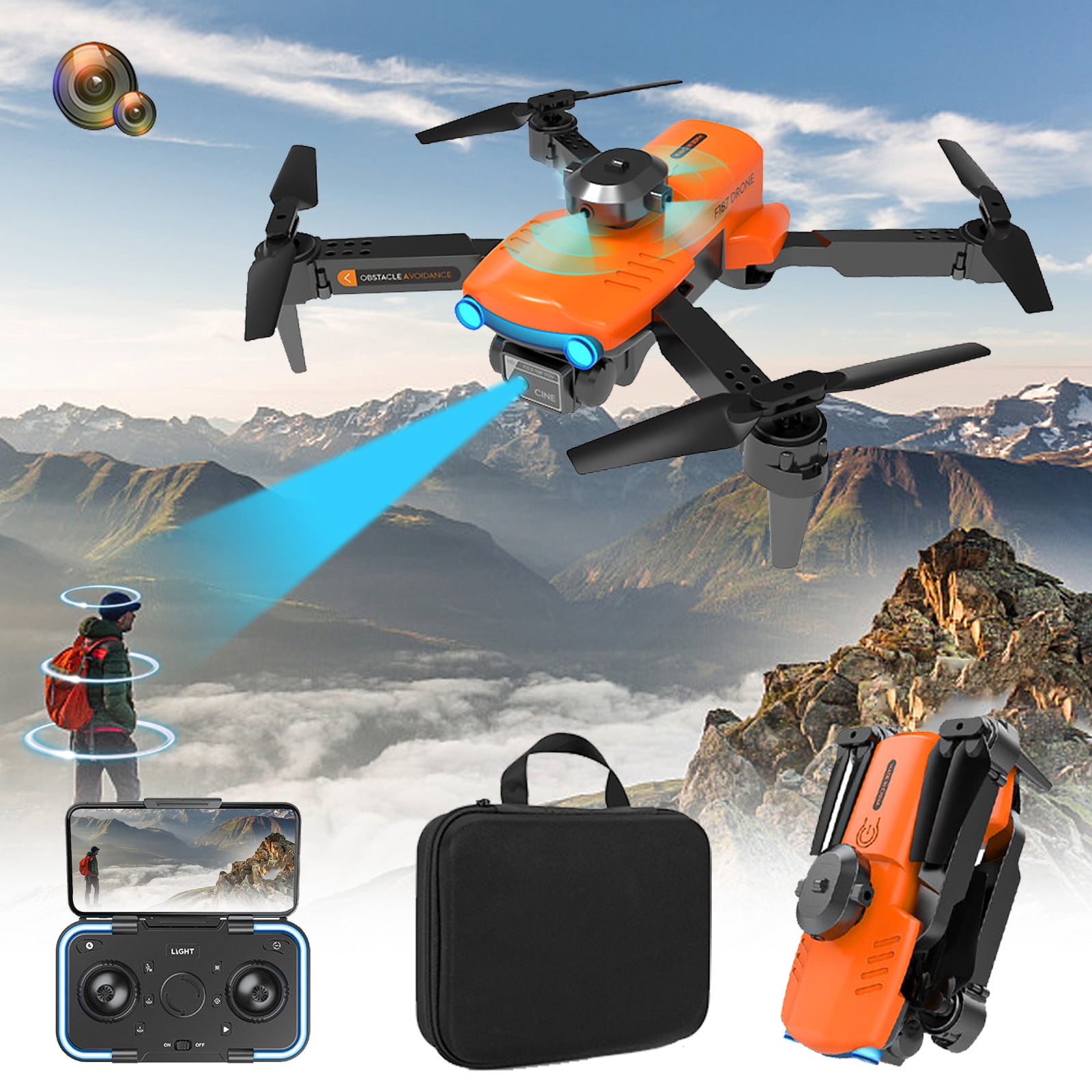 Dron FPV plegable con cámara WiFi 1080P para adultos y niños ...