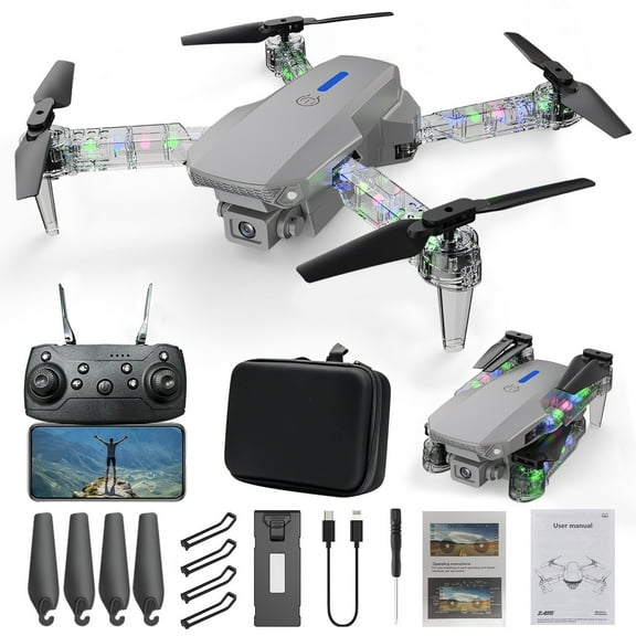 Drone with 1080P HD FPV Camera, Foldable RC Quadcopter for Kids & Adults, Altitude-Hold Headless Mode, Trajectory Flight, 2.4 GHz Remote, 12-Min 1800 mAh Battery, Gifts, Black/Gray