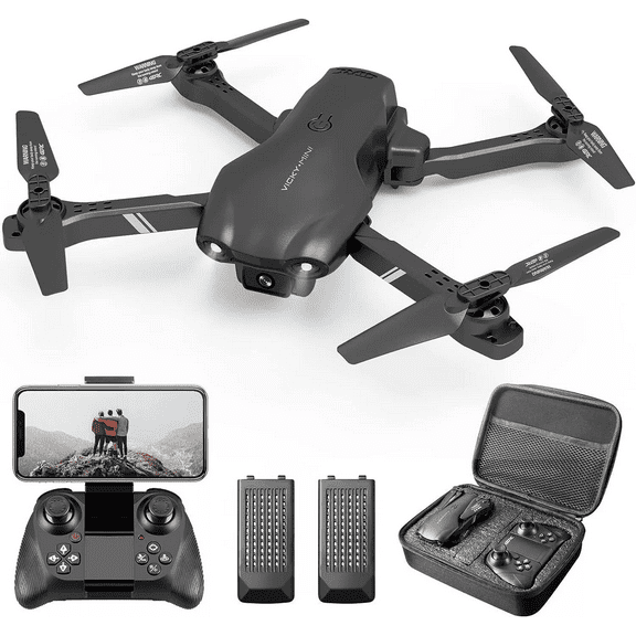 Drone with 1080P HD FPV Camera,Remote Control Helicopter Quadcopter,Drones for Adults Waypoint Functions,Altitude Hold, Gesture Selfie,3D Flips,with 2 Batteries-Black
