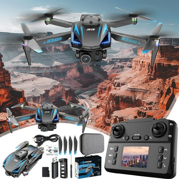 Drone With 1080P Screen Remote Control Brushless Motor And Cool Lights Drones With Storage Card RC Quadcopter Altitude Hold Obstacle Avoidance For Kids Adults