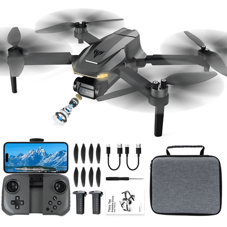 Drone with 4K Camera for Adults, RC Quadcopter with High Speed Brushless Motor, 36-min Flight Time, Headless Mode, 360° Flip, 3 Speed Adjustment, 2 Batteries, Foldable Drones for Kids, Silver