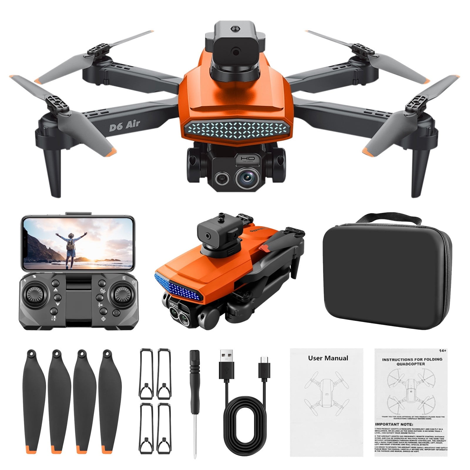 Drone with 4K Dual Camera, Electronic Image Stabilization & Obstacle Avoidance, Gesture Control & One-Key Return with 2 Batteries for Extended Flight, for Beginners and Teenagers