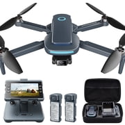 Drone with 4.3 Screen Remote Controller, Foldable 4K Camera Wefone JY019, Beginner-Friendly Optical Flow Positinging, Stunt Flying, Under 249g, 2 Batteries, Black