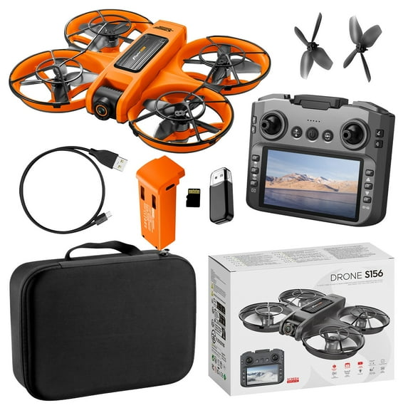 Drone with 6 Inch Screen Remote – Brushless Motor RC Quadcopter with 1080P Camera, Obstacle Avoidance, Altitude Hold & Carry Case for Adults, Kids, Beginners (LED Lights, 18 Min Flight Time)