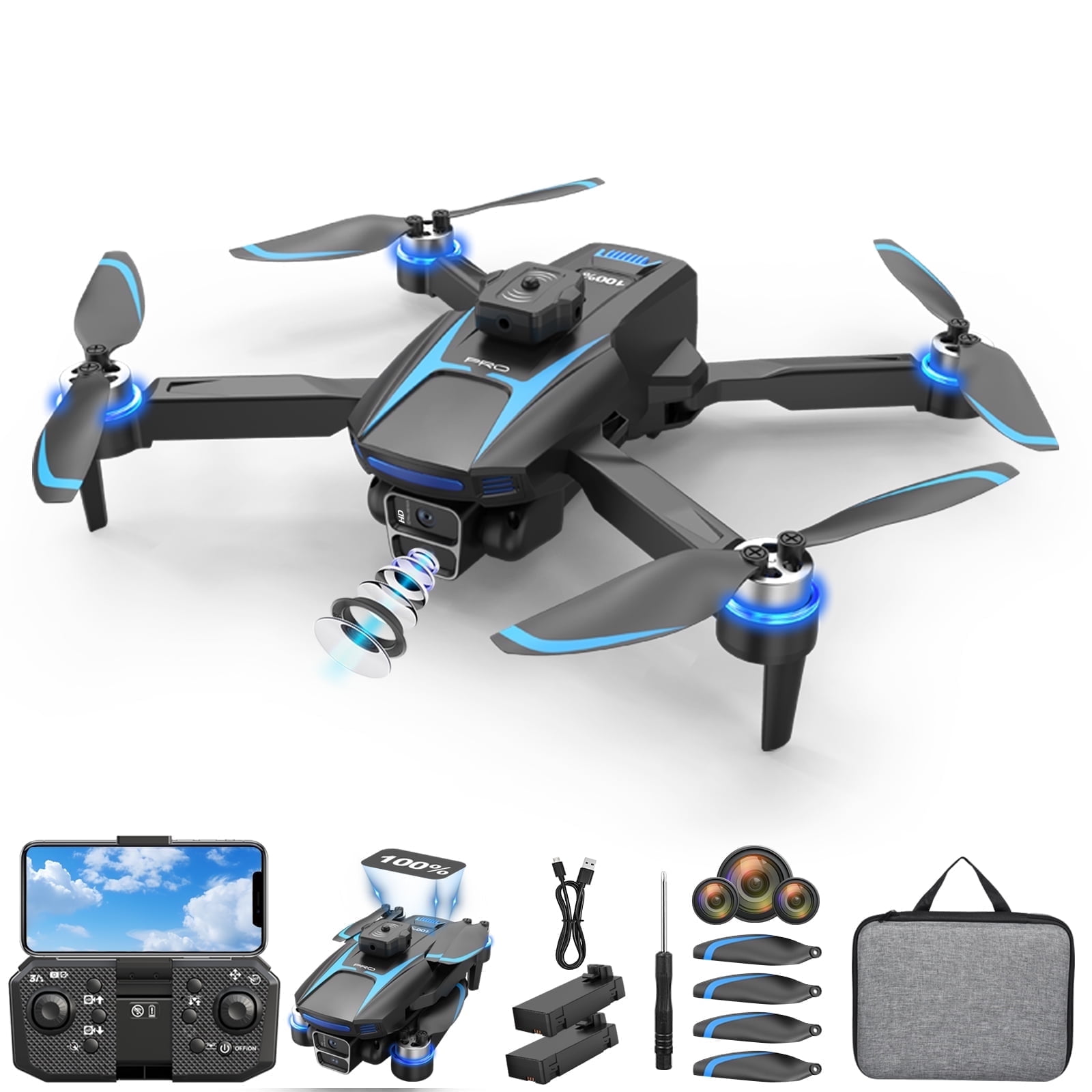 Adoonk FPV Drone with 4K HD Camera,WiFi Live Video, Altitude Hold, One Key Start/Landing 30 Min Flight, for Kids & Adults, Beginners