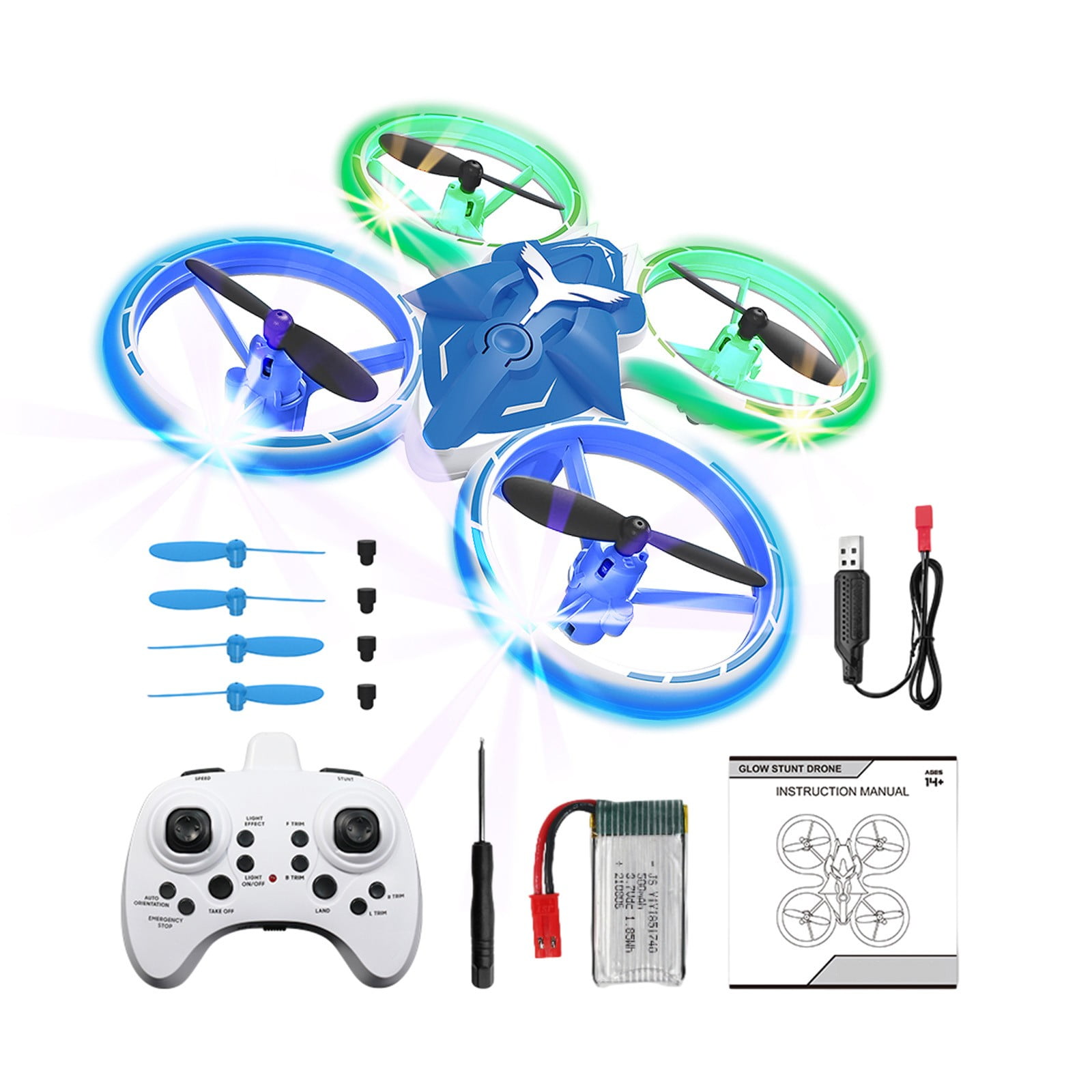 Drone with Camera for Adults Drones For Kids RC Drone With Altitude Hold And Headless Mode Quadcopter With Blue Green Light Easy To Fly Kids Gifts