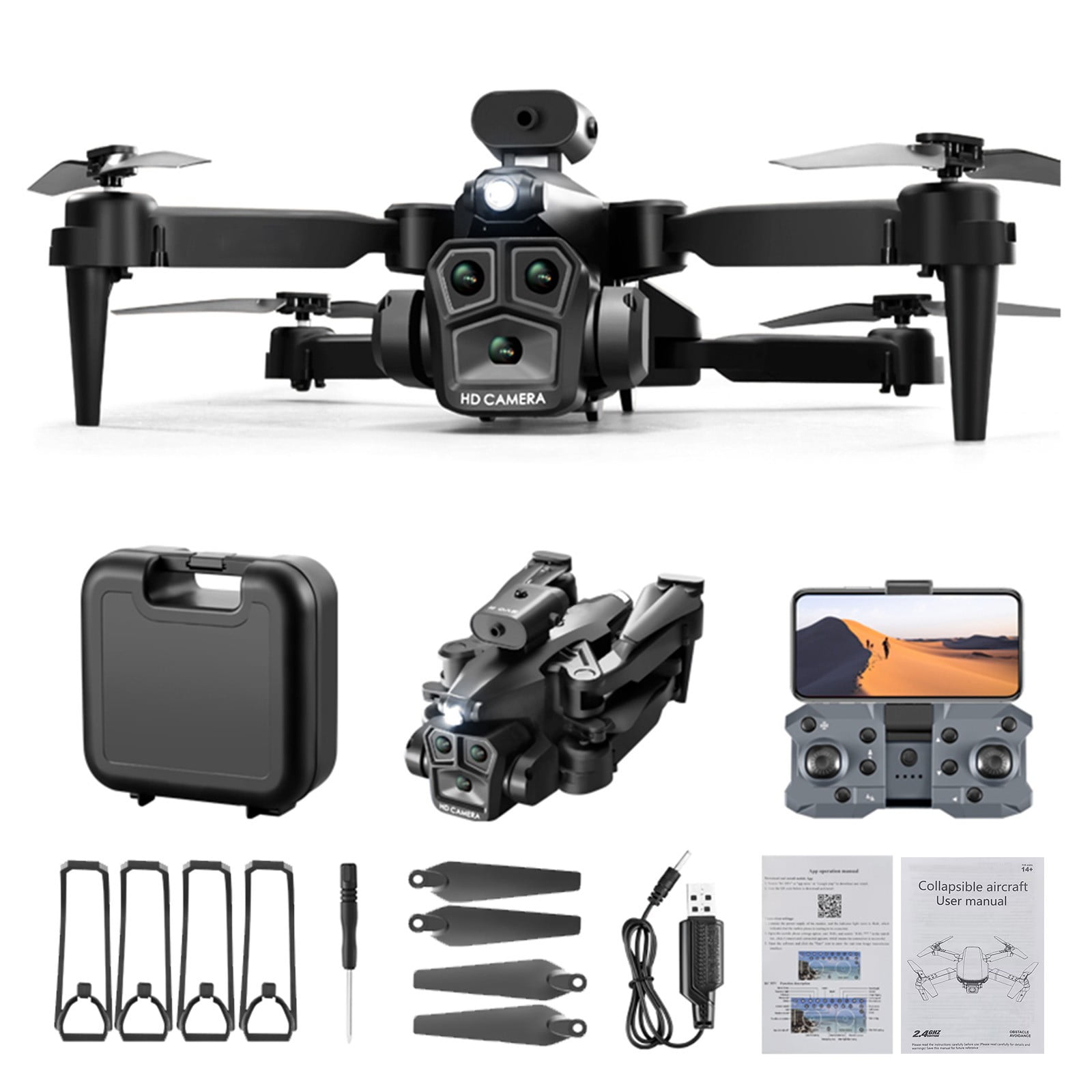 Drone with Camera,Foldable FPV Drone With Electrionic Regulation Three
