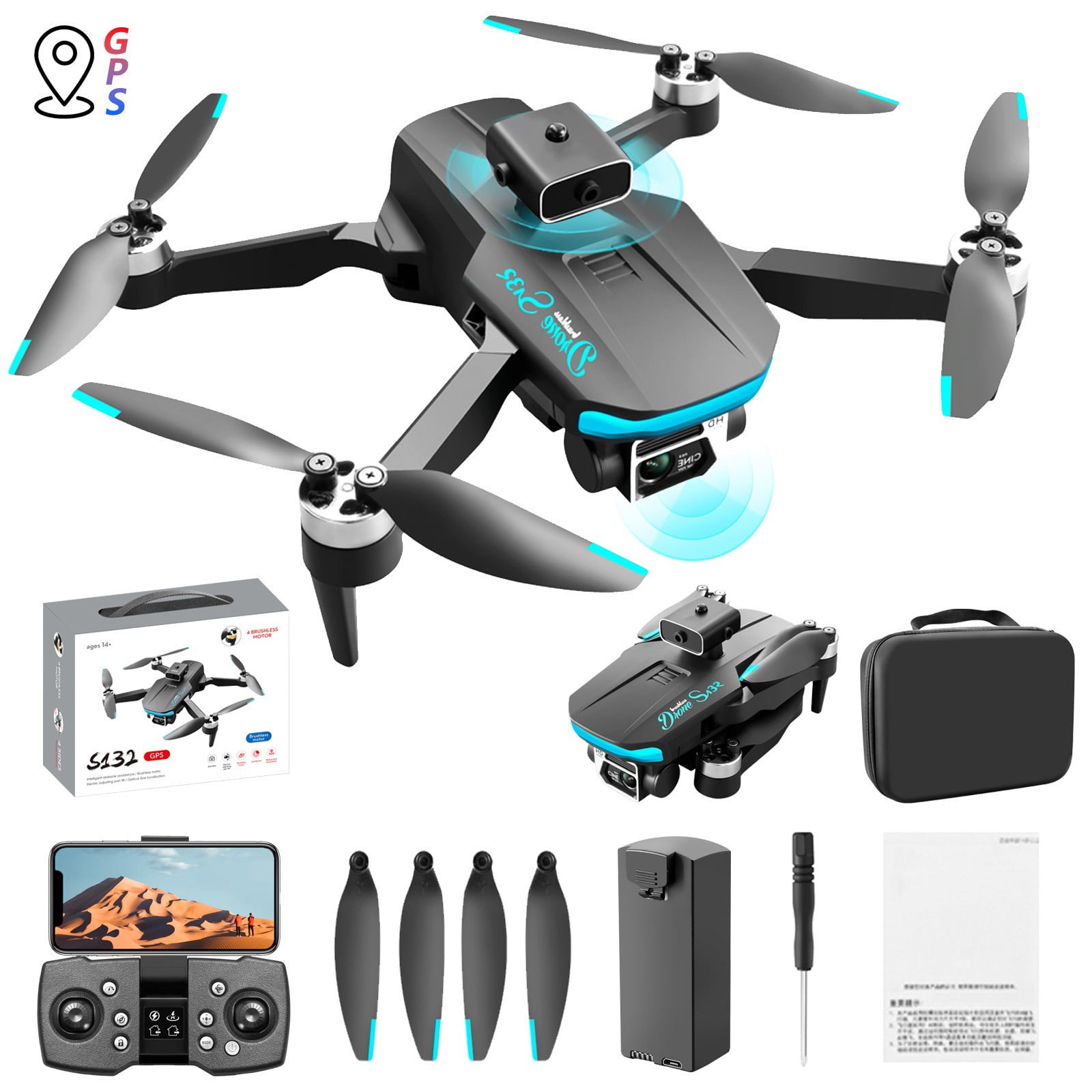QUADCOPTER　DRONE　カメラ付き Drone with Camera,GPS Drone With 4K Camera For Adults, RC