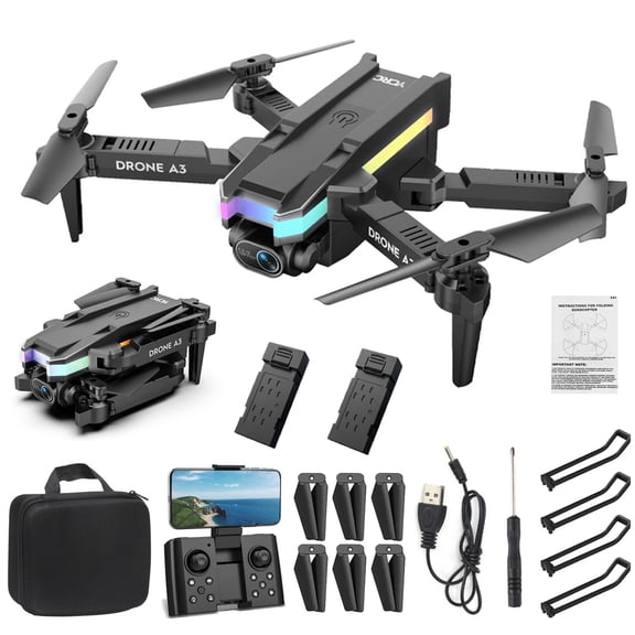 Drone with Camera for Kids and Beginners, Dual 4K Cameras, Foldable Design with WiFi Live Video, Includes 3 Batteries for Long Flight Time, Gesture & Trajectory Control