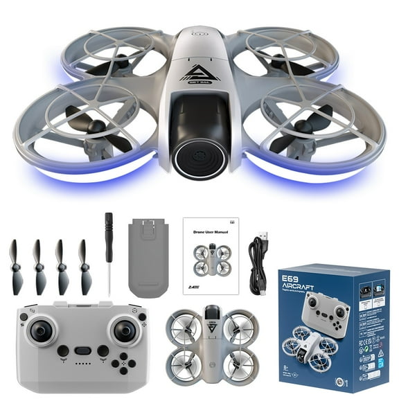 Drone with Camera for Kids, RC Quadcopter with Altitude Hold, Headless Mode, LED Lights, 2 Speed Modes, One Key Takeoff/Landing, Toys Gifts for Boys and Beginners
