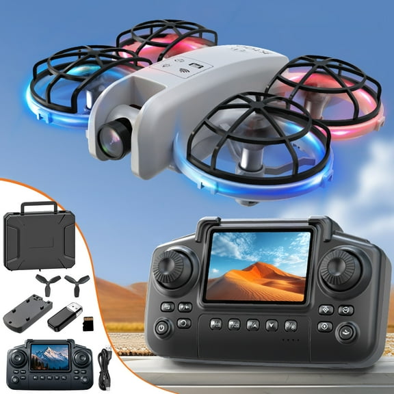 Drone with Camera and Screen Display Remote Control, Altitude Hold Quadcopter with 1080P HD Video, LED Lights, 360° Flip, Headless Mode for Adults Kids Beginners