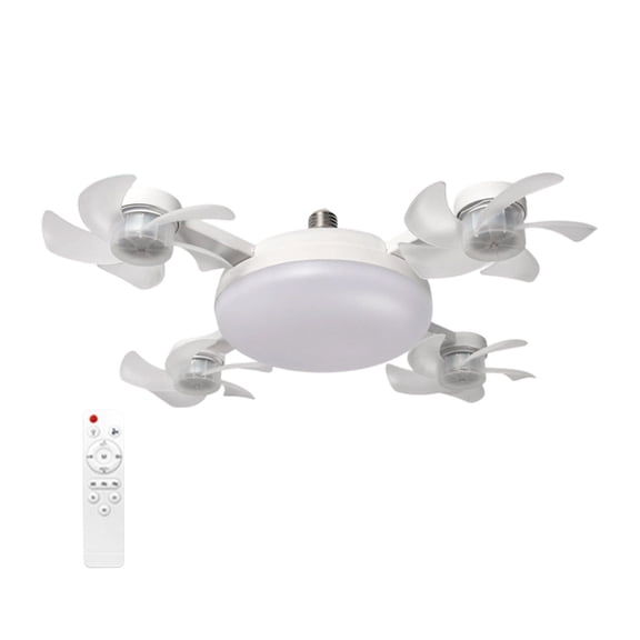 Drone Ceiling Fan Light, 19.69-Inch Socket Fan Bulb with Remote, 3-Speed Dimmable Screw-In Fan for Cozy Bedroom, bldnkj