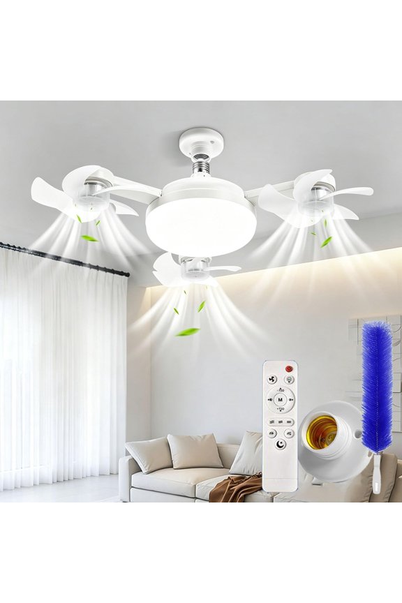 Drone Ceiling Fan,Screw in Ceiling Fan in Light Socket,2-in-1 e27 ceilin𝐠 fa𝐧 Light with Remote Control,ceilin𝐠 Fans Lights Remote Control led lamp dimmable Bedroom Office (4-Head Drone)