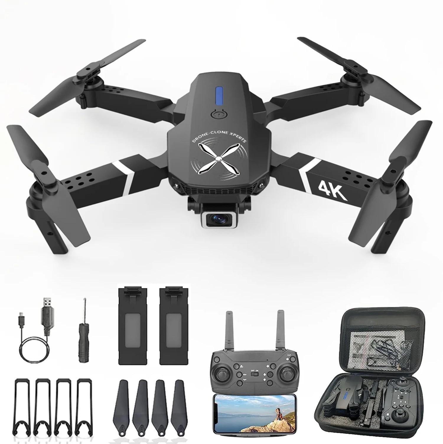 DroneClone Xperts Falcon 4K Drone Pro EXTREME Upgrade With 2 Batteries