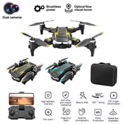 Drone with HD Camera, RC Airplanes, Brushless Motor ,Four-Sided Obstacle Avoidance Fixed Height,Four-Axis Aircraft ,for Adults and Kids, 3Battery.Yellow