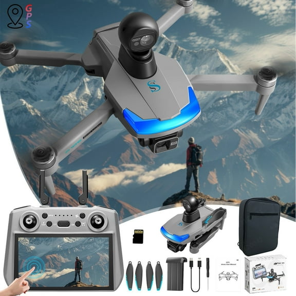 Drone for Kids 6-8 - 2.7K HD GPS Drone With 7.2Inch Touching Sensitive Screen 5G Drones RC Quadcopter With Iaser Obstacle Avoidance 5000 Meter Distance 25 Minute Battery Life